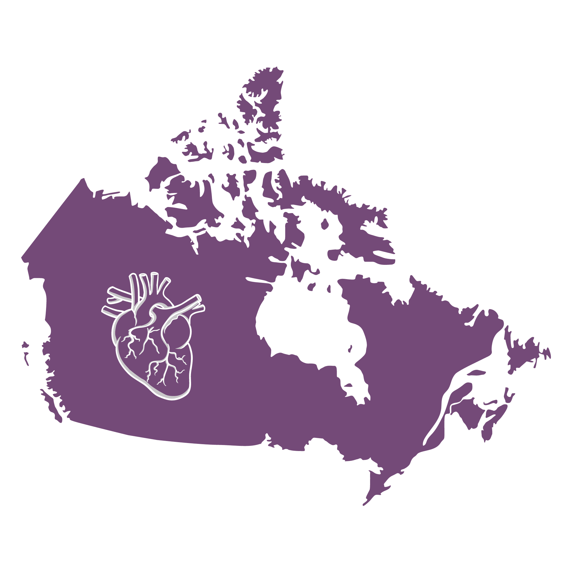 Map of Canada with heart illustration