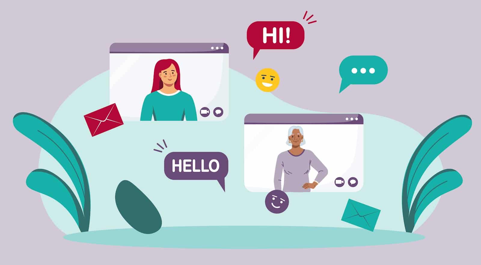 Two people chatting online with messages.