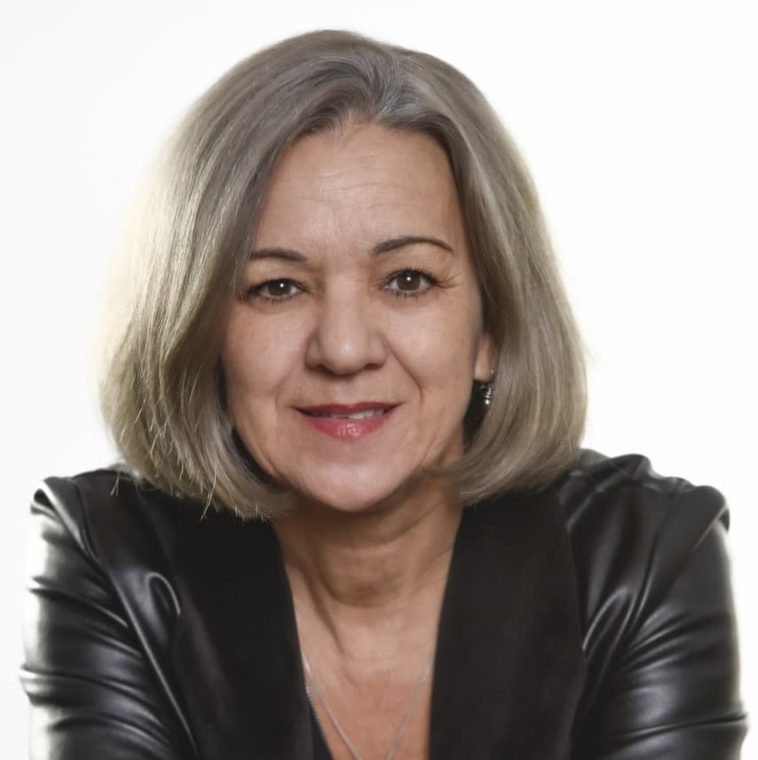 Person with short gray hair