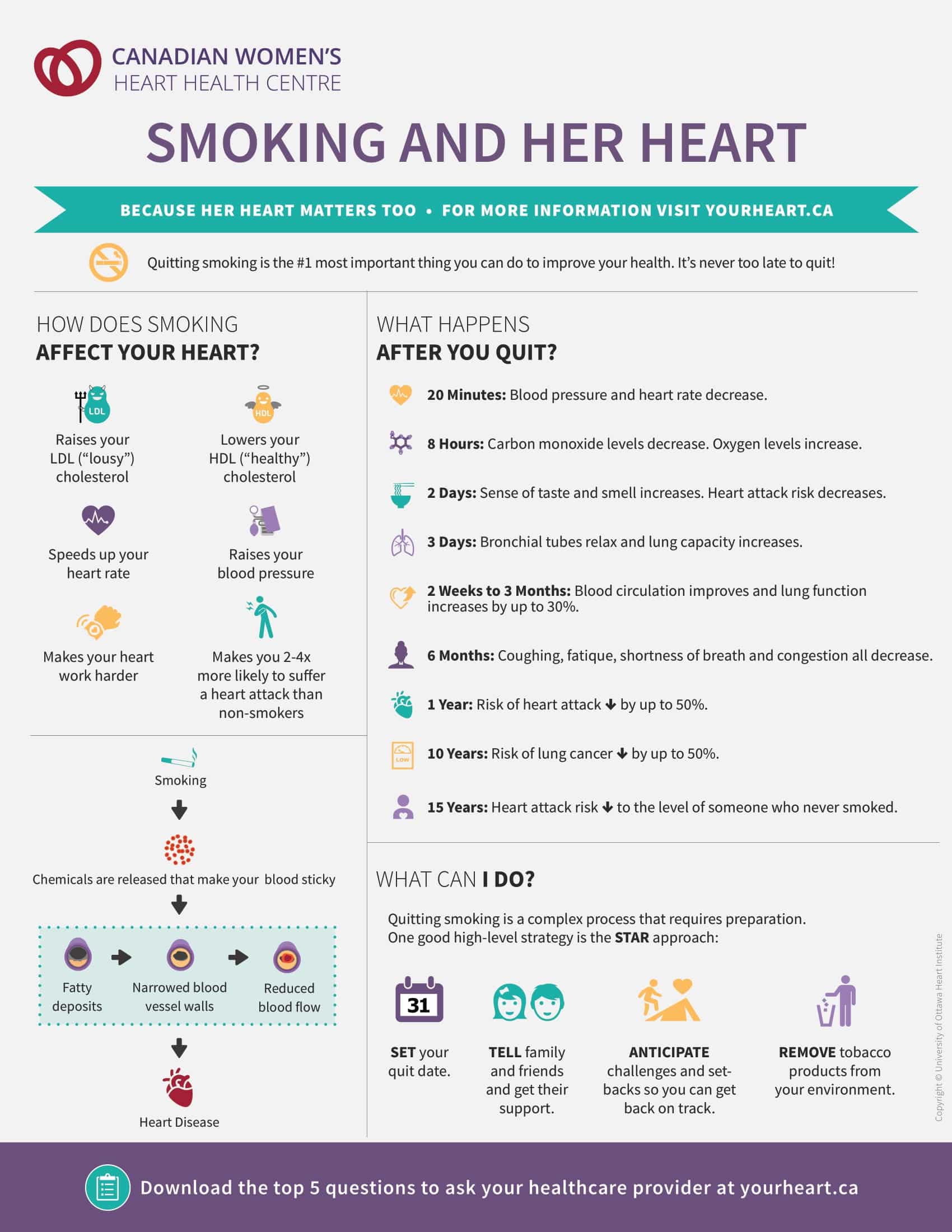 Smoking effects on heart health infographic.