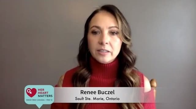 Woman speaking about heart health.