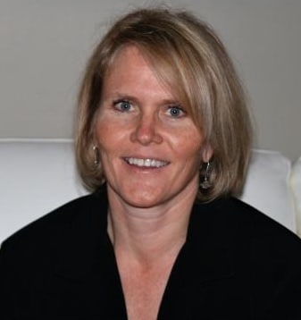 Woman with short blonde hair