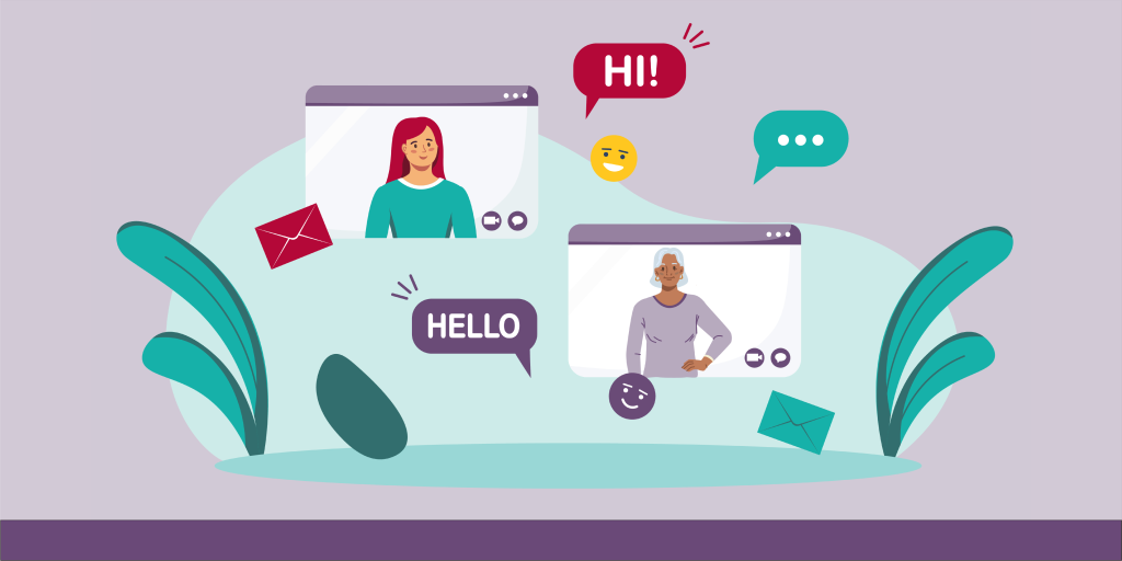 Two people chatting online with messages.