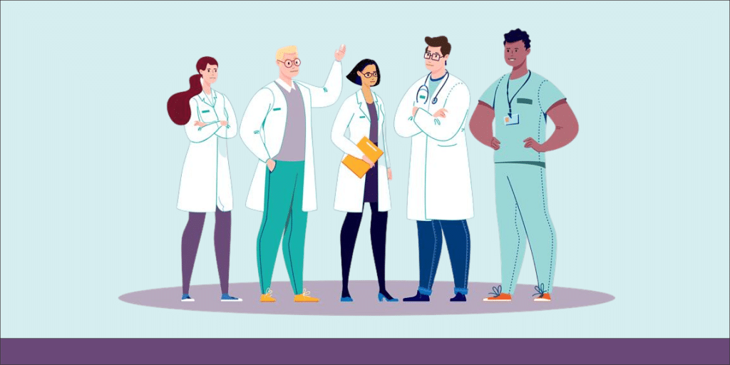 Group of healthcare professionals standing together.